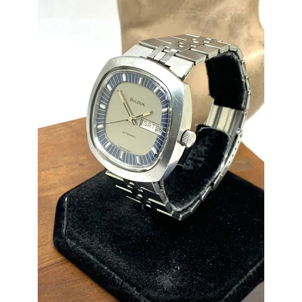 Bulova Men's Watch 7366 Vintage 1970's N3 Swiss Automatic Blue Silver Di…